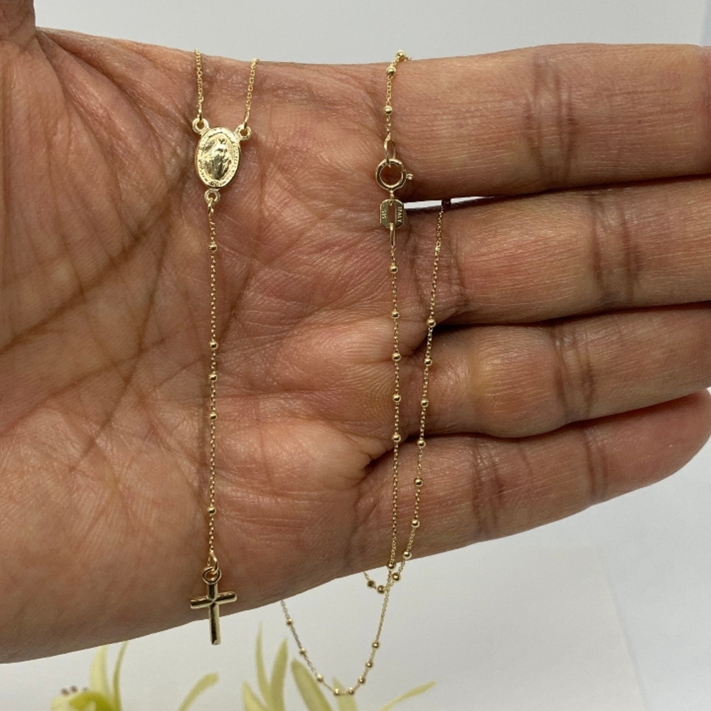Delicate 24k Gold Rosary Mother Mary Nevklace - Picture 2 of 2